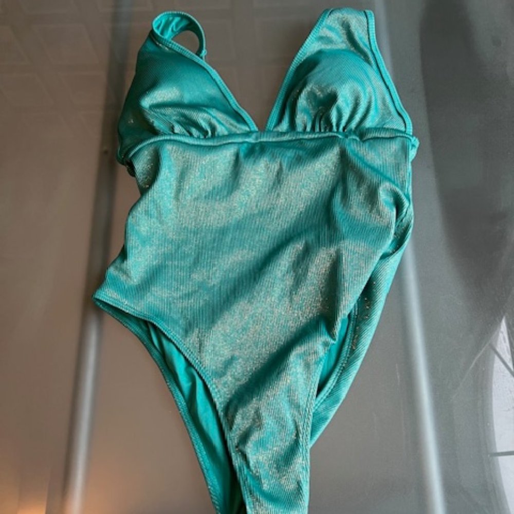 Aqua Sparkly Cupshe Bathing Suit